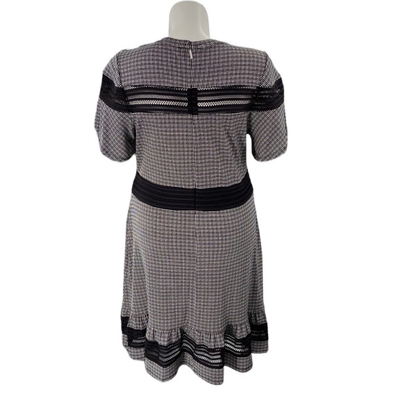 Michael Kors dress size XL black & white peek a boo flounce stretchy zip up - Picture 3 of 14